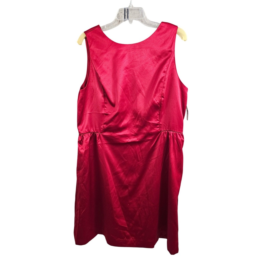 GAP Red Satin Sleeveless Fit and Flare Mini Sheath Dress with Pockets Sz 16 NEW